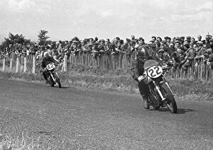 Images Dated 19th December 2021: Les Dear (Norton) and Harry Pearce (Matchless) 1953 Senior Ulster Grand Prix