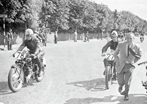 Les Harris (Velocette) and Reg Armstrong (AJS) 1949 Junior TT