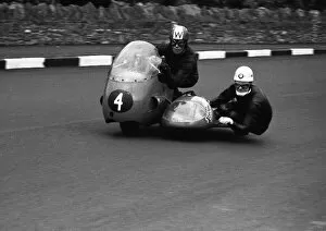 Images Dated 14th November 2016: Les Wells & Ray Campbell (Norton) 1961 Sidecar TT practice
