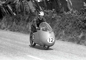 Images Dated 14th April 2023: Bill Lomas (Guzzi) at Cronk ny Mona, 1956 Junior TT