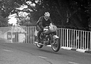 Images Dated 14th April 2023: Bill Lomas (NSU) on Braddan Bridge, practicing for the 1953 Lightweight TT