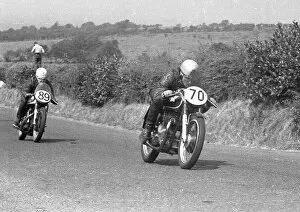 Images Dated 29th June 2022: Malcolm Templeton (Matchless) and Brian Duffy (Norton) 1955 Senior Ulster Grand Prix