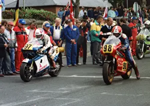 Manfred Stengl (Suzuki) and Tony Rutter (Ducati) 1989 Senior TT