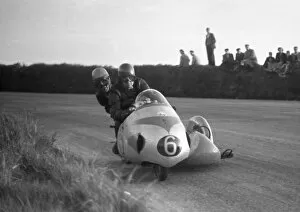 Images Dated 25th June 2020: Marcel Beauvais & Andre Coudert (Norton) 1958 Sidecar TT