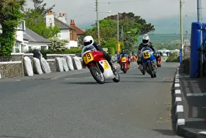 Mark Herbertson (Matchless G50) leads David Lissaman (N. R. E. Seeley) 2014 Pre TT Classic