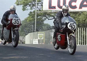 Images Dated 23rd January 2022: Martin Carney (Bultaco) and Chris Goosen (Bultaco) 1967 Ultra Lightweight TT