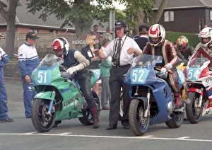 Images Dated 31st January 2021: Martin Smith (Honda) & Stan Thomas (Yamaha) 1996 Junior Manx Grand Prix