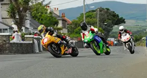 Matt Mylchreest (Honda) and Gaz Evans (Honda) and Mick Goodings (Honda) 2016 Southern 100