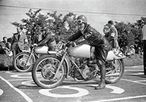 Images Dated 7th August 2017: Maurice Cann and Bruno Ruffo (Guzzi) 1949 Lightweight Ulster Grand Prix