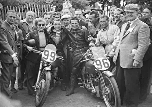 Benelli Prints: Maurice Cann (Guzzi) and Dario Ambrosini (Benelli) 1950 Lightweight TT