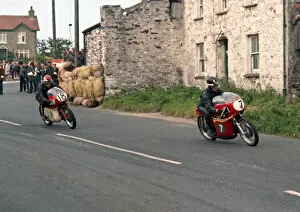 Images Dated 8th August 2021: Maurice Price (Bultaco) and Andrew Robertson (Aermacchi) 1969 Southern 100
