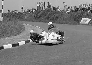 Images Dated 3rd August 2011: Max Deubel at Signpost Corner: 1962 Sidecar TT