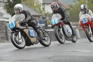 Mick Moreton Collection: Mick Moreton (Seeley 7R) and Harold Bromiley (Bultaco) 2007 Pre TT Classic