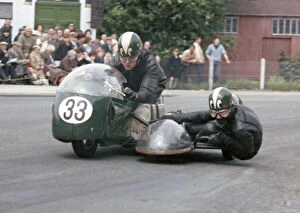 Images Dated 23rd August 2020: Mick Potter & G Steward (Triumph) 1965 Sidecar TT