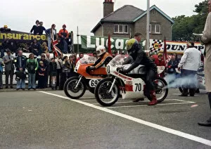 Images Dated 19th June 2019: Mick Poxon (Suzuki) & Nigel Rigg (Yamaha) 1979 Classic TT