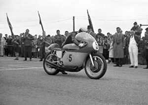 Mike Hailwood starts the 1963 Senior TT