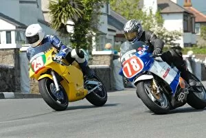 Geoff Martin Gallery: Neil Chadwick (Yamaha) and Geoff Martin (Suzuki) 2012 Pre TT Classic