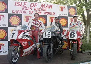 Robert Dunlop Collection: Nick Jefferies, Robert Dunlop, Carl Fogarty, 1990 Formula One TT