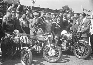 Owen Greenwood (BSA) Jack Bottomley (Norton) Derek Powell (BSA) 1953 Junior Clubman TT