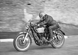 Images Dated 18th August 2022: P Moss (AJS) 1952 Junior Manx Grand Prix