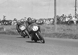Ralph Rensen Collection: Paddy Driver (Norton) and Ralph Rensen (Norton) 1959 Junior Ulster Grand Prix