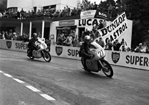 Jack Gow Gallery: Pat Walsh (Ariel) and Jack Gow (Ducati) 1961 Lightweight TT