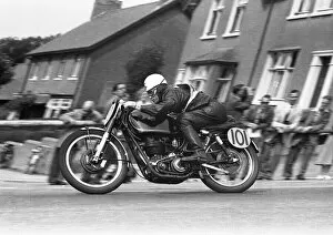 Images Dated 18th July 2021: Peter Carr (AJS) 1955 Junior Manx Grand Prix