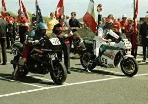 Peter Linden (Honda) and Paul Iddon (Suzuki) 1984 Formula One TT