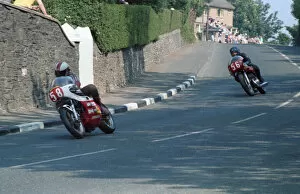 Images Dated 13th July 2020: Peter Taylor (P&M Kawasaki) & Mal Kirwan (Suzuki) 1978 Formula One TT