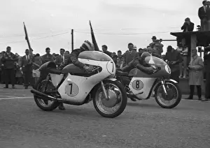Phil Read (Gilera) and Alan Shepherd (Kirby Matchless) 1963 Senior TT