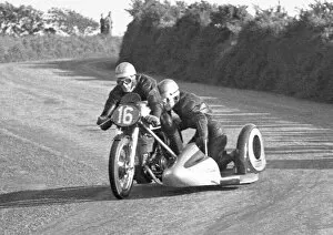 Images Dated 24th December 2021: Pip Harris & Ray Campbell (Norton) 1954 Sidecar TT