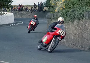 Images Dated 8th August 2021: A R Wade (Bultaco) and Terry Kermode (Aermacchi) 1969 Southern 100