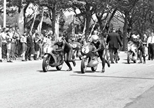 Images Dated 21st November 2016: Ralph Bryans (Honda) and Derek Woodman (MZ) 1967 Lightweight TT