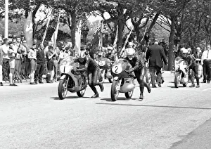 Ralph Bryans (Honda) and Derek Woodman (MZ) 1967 Lightweight TT