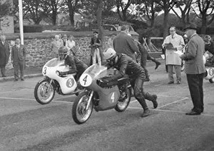 Images Dated 19th October 2018: Ray Ashcroft (Yamaha) and Paul Ludlam (Ducati) 1966 Lightweight Manx Grand Prix