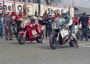 George Linder Prints: Ray Swann (Yamaha) and George Linder (Suzuki) 1986 Formula One TT