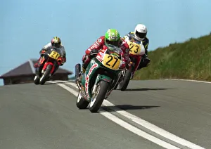 Images Dated 19th March 2021: Richard Britton (Schimmel Honda) and Blair Degerholm and Bruce Anstey (Yamaha) 1998 Senior TT