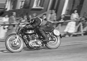 Images Dated 18th July 2021: Richard Carman (AJS) 1957 Junior Manx Grand Prix