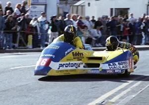 Images Dated 15th July 2011: Rob Fisher & Mike Wynn leave Parliament Square: 1994 Sidecar Race A