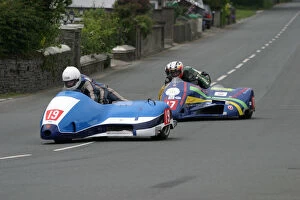 Rod Bellas & Geoff Knight (Windle Yamaha) and Conrad Harrison & Chris Wedgewood (DMR Honda) 2003 Sidecar TT
