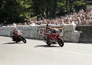 Images Dated 21st August 2021: Roger Marshall (Honda) and Tony Matthews (Suzuki) 1984 Production TT