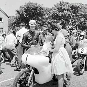 Images Dated 17th April 2023: Ron Langston (Norton) preparing to start the 1962 Senior TT