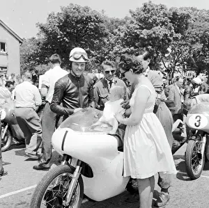Norton Prints: Ron Langston (Norton) preparing to start the 1962 Senior TT