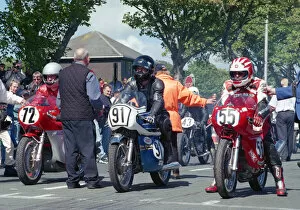 Images Dated 14th June 2022: Ron Mullin (MV) Steve Gibbs (Honda) and David Lock (Ducati) 2002 TT Parade Lap