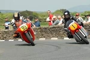 Alan Oversby Gallery: Roy Richardson (Aermacchi) and Alan Oversby (MV) 2012 Pre TT Classic