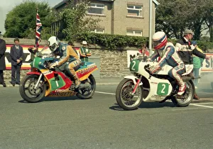 Images Dated 29th February 2020: Sean Collister (Honda) & Tony Martin (Yamtax) 1987 Lightweight Manx Grand Prix