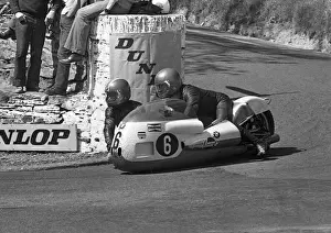 Siegfried Schauzu & Wolfgang Kalauch (BMW) at Governors Bridge: 1973 500 Sidecar TT