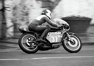 South African Peter Labuschagne (Yamaha) at Union Mills, 1977 Junior TT