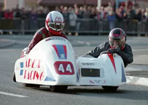 Images Dated 17th April 2023: Steve Langham & Ian Ward (Yamaha) at Ramsey, 1996 Sidecar TT