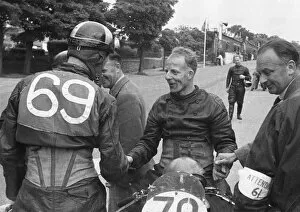 Ted Frend Collection: Ted Frend (AJS) & Peter Goodman 1947 Senior TT